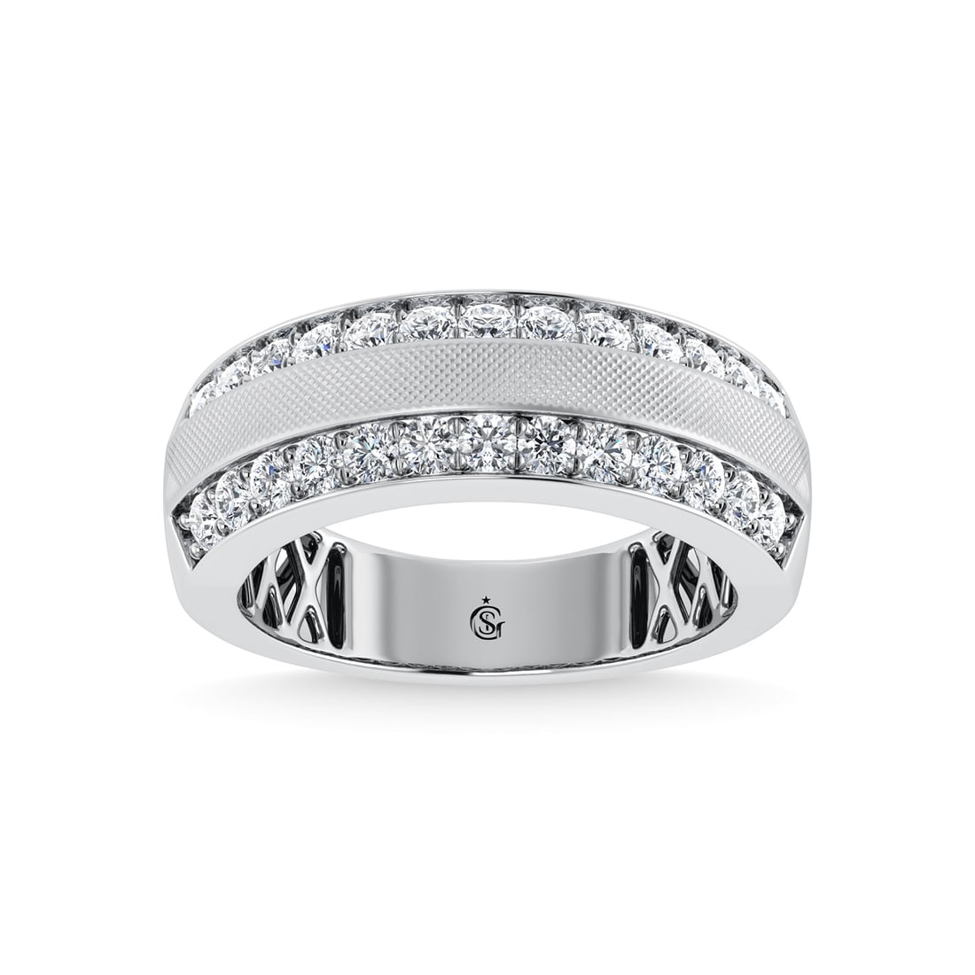 14K White Gold Diamond 1 Ct.Tw. Mens Ring: 14K White Gold Diamond 1 Ct.Tw. Mens Ring 14k White Gold Stone Color: G-h Stone Clarity: I1-i2 Each ring is presented in standard size 6.5. Complimentary resizing is available between sizes 510 (in 1/