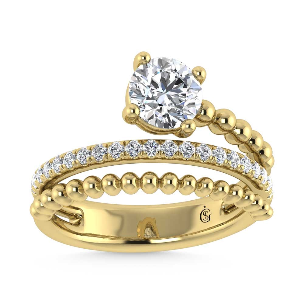 14K Yellow Gold 1 1/4 Ct.Tw.Oval and Round Lab Grown Diamond Fashion Ring