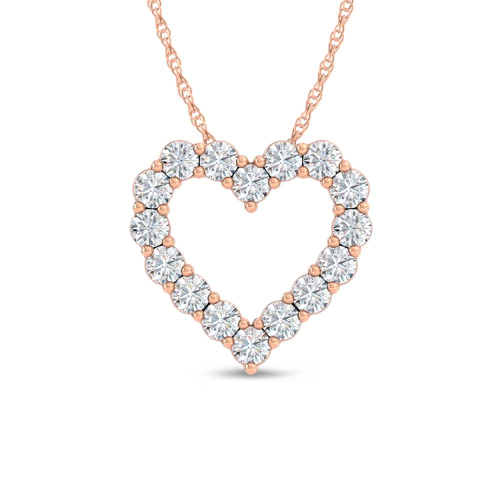 10K Rose Gold Lab Grown Diamond 1 Ct.Tw. Heart Pendant