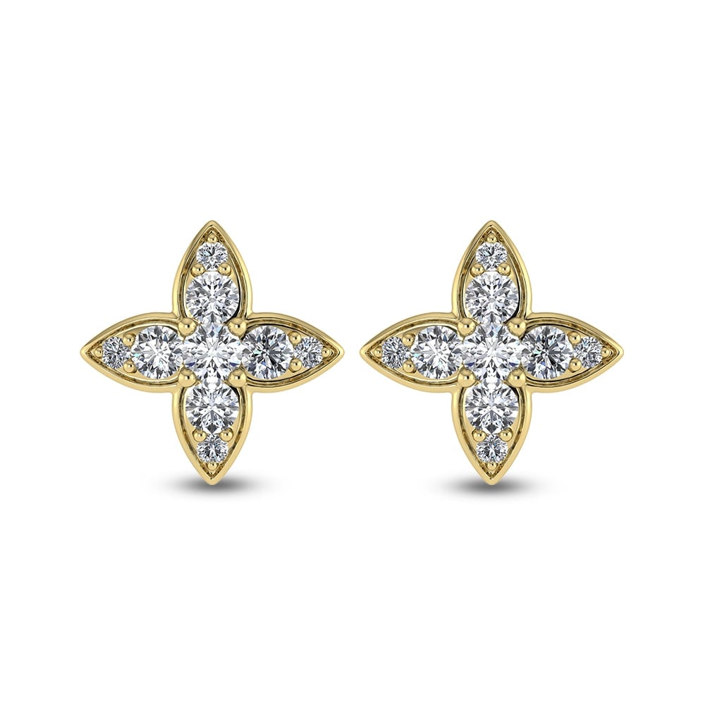 14K Yellow Gold Diamond 3/4 Ct.Tw. Fashion Earrings