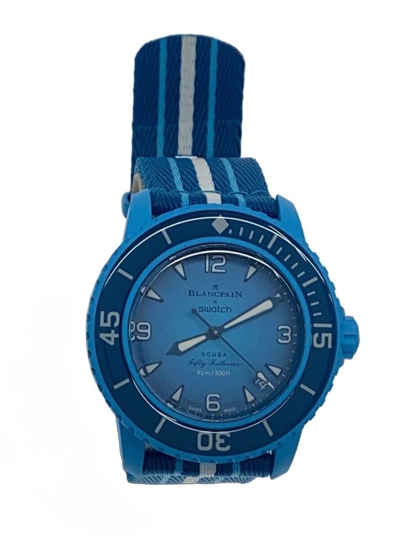 Swatch Blancpain Bioceramic Scuba Fifty Fathoms Blue Men's Wristwatch (1 of 6)