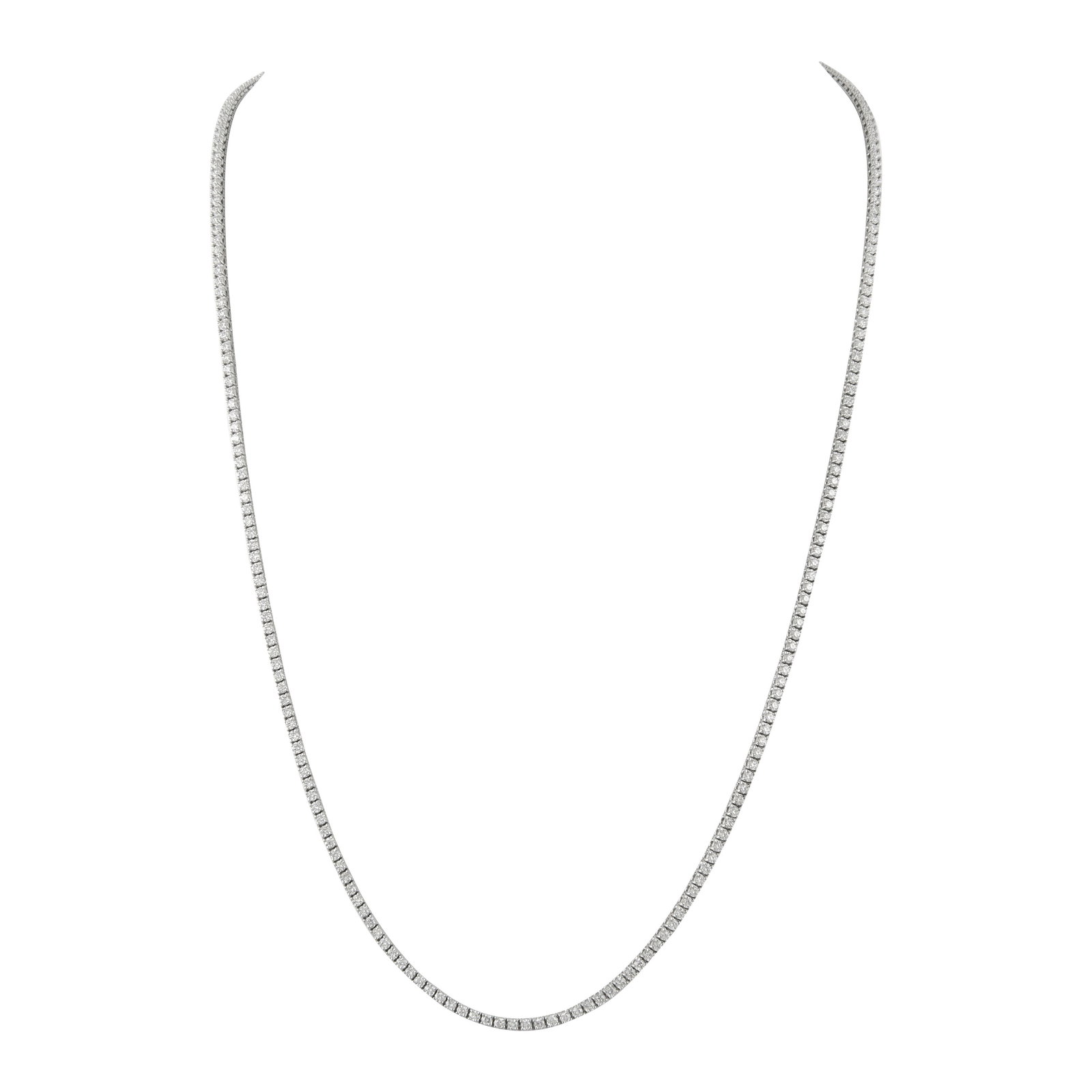 7.38ct Diamond Tennis Necklace 14k White Gold