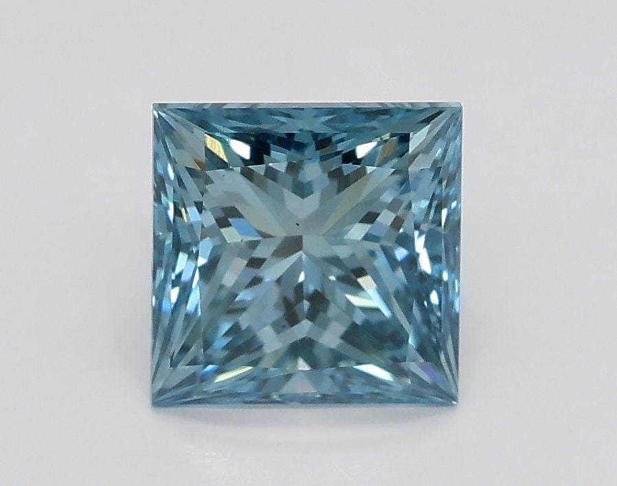 Loose Diamond - PRINCESS 1.42ct Fancy Intense Greenish Blue VS1