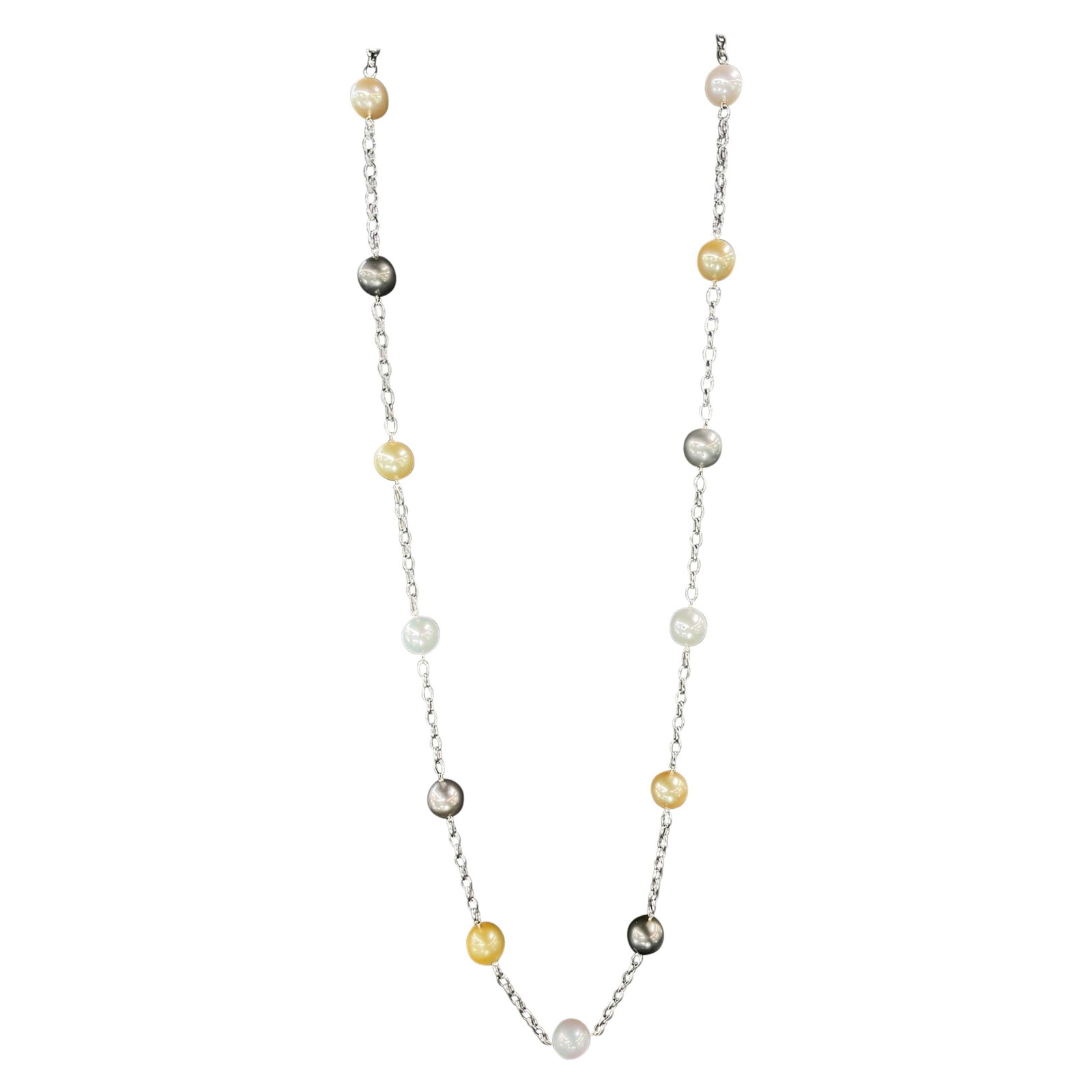 Harbor Diamonds 14k Gold South Sea Multi-Color Tincup Necklace 40 in