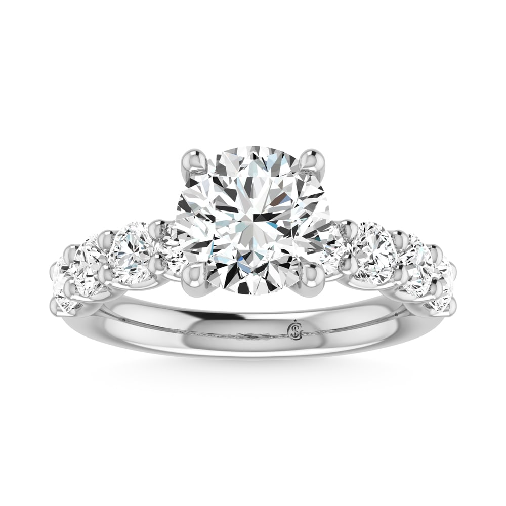 14K White Gold Lab Grown Diamond 4 5/8 Ct.Tw. Round Shape Halfway Engagement Ring (IGI Certified: 14K White Gold Lab Grown Diamond 4 5/8 Ct.Tw. Round Shape Halfway Engagement Ring (IGI Certified Center 3CT) This elegant diamond engagement ring crafted in 14k white gold, features a brilliant round-