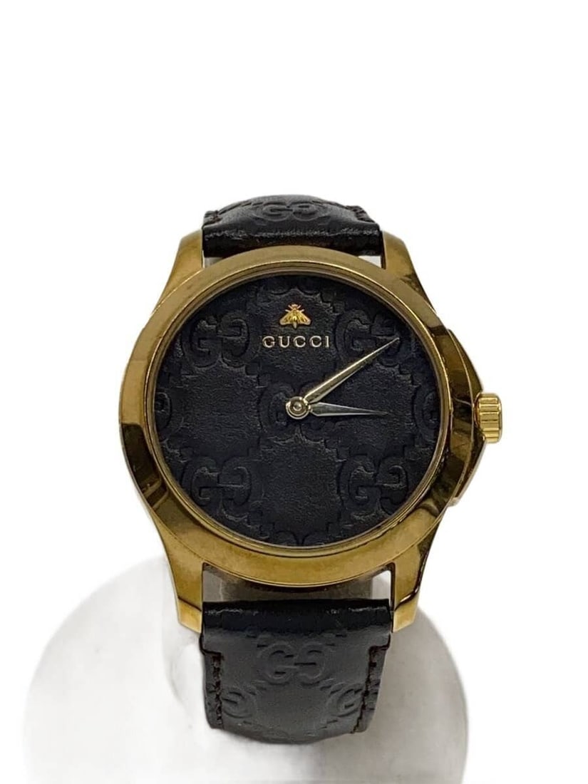 Gucci G Timeless Leather Quartz Men's Wristwatch YA1264034A