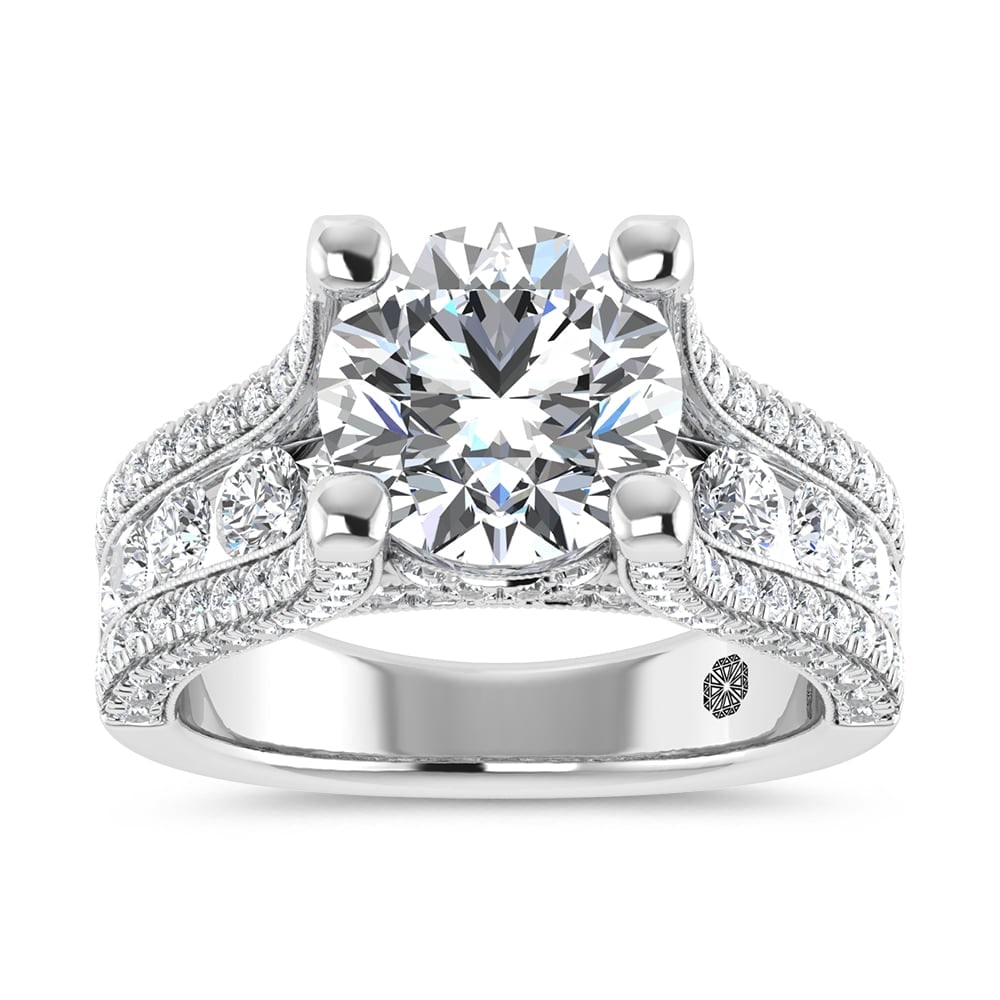 14K White Gold 5 Ct.Tw. Lab Grown Diamond Engagement Ring (IGI Certified Center 3ct)