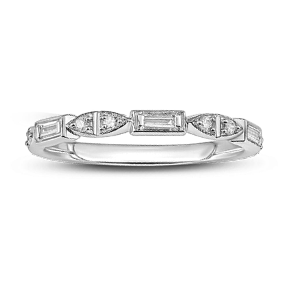 14K White Gold 1/10 Ct.tw Diamond Stackable Ring: 14K White Gold 1/10 Ct.tw Diamond Stackable Ring 14k White Gold Stone Color: Gh Stone Clarity: Si2 Each ring is presented in standard size 6.5. Complimentary resizing is available between sizes 510 (i