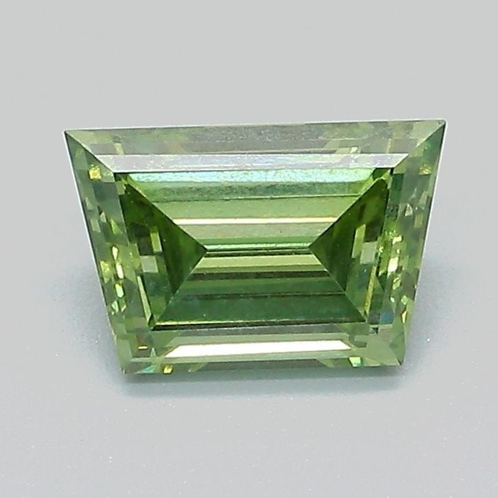 Loose Diamond - TRAPEZOID 1.09ct Fancy Vivid Green VVS2: Loose Diamond - TRAPEZOID 1.09ct Fancy Vivid Green VVS2 Source: This is a real non-mined Diamond that has been grown in a lab Shape: TRAPEZOID Carats: 1.09 Color: Fancy Vivid Green Certification: IGI 