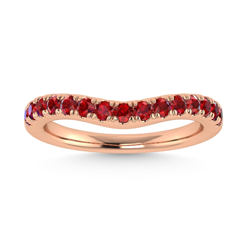 14K Rose Gold 5/8 Ct.Tw. Ruby Curve Band: 14K Rose Gold 5/8 Ct.Tw. Ruby Curve Band 14k Rose Gold Stone Color: G-h Stone Clarity: I1 Each ring is presented in standard size 6.5. Complimentary resizing is available between sizes 510 (in 1/4 inc