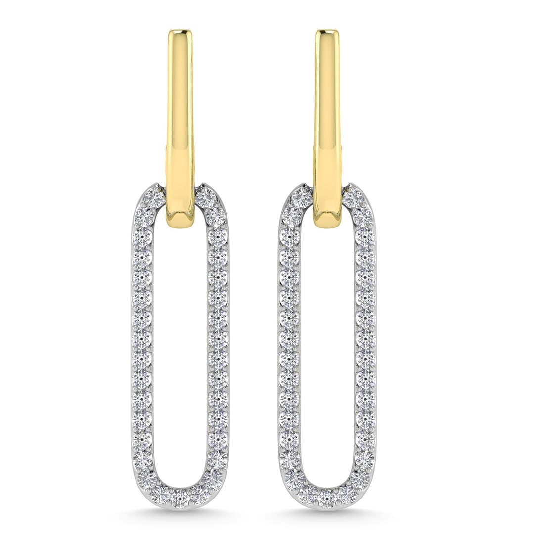 Diamond 3/8 Ct.Tw. Fashion Earrings in 14K Two Tone: Diamond 3/8 Ct.Tw. Fashion Earrings in 14K Two Tone 14k Two Tone Stone Color: G-h Stone Clarity: Si2 This item may take 2-5 weeks for shipping. The Diamond Depot Guarantee: All items in this auction a