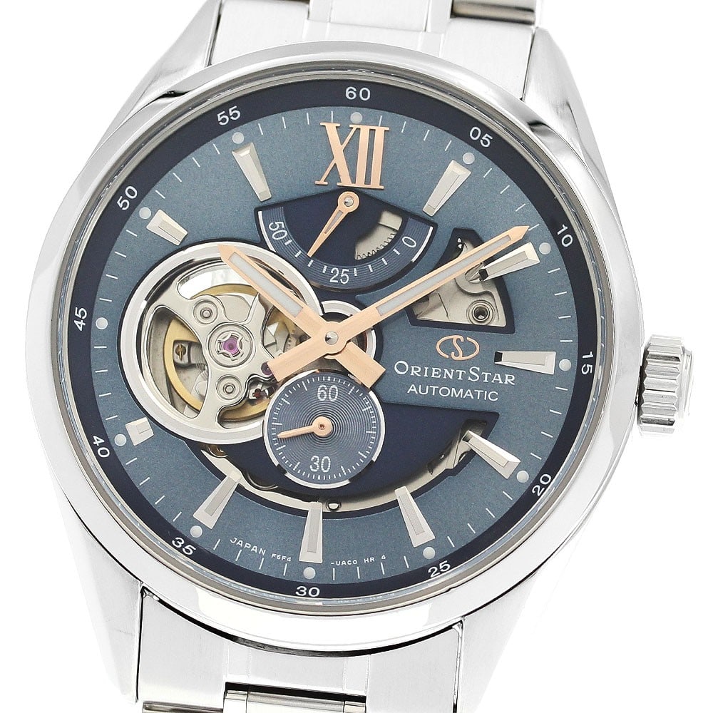 Orient Star Modern Skeleton Automatic Men's Watch Navy Dial: Orient Star Modern Skeleton Automatic Men's Watch Navy Dial This Orient Star Modern Skeleton men's wristwatch features a navy dial and is powered by an automatic movement. The watch is crafted from st