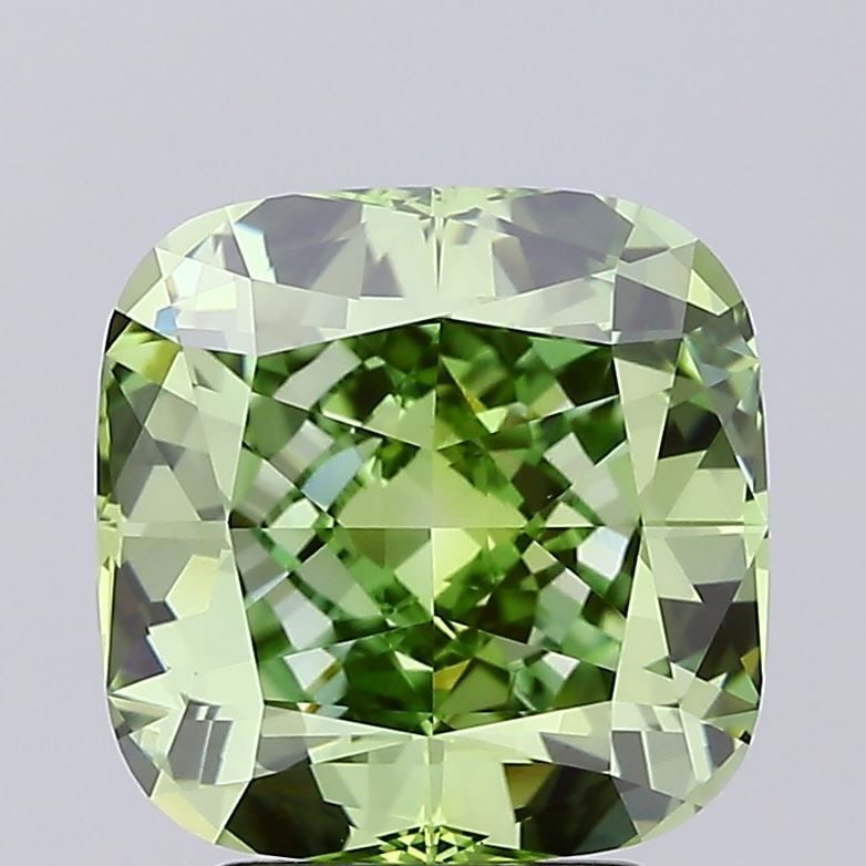 Loose Diamond - CUSHION MODIFIED 3.55ct Fancy Vivid Green VS1: Loose Diamond - CUSHION MODIFIED 3.55ct Fancy Vivid Green VS1 Source: This is a real non-mined Diamond that has been grown in a lab Shape: CUSHION MODIFIED Carats: 3.55 Color: Fancy Vivid Green Certif
