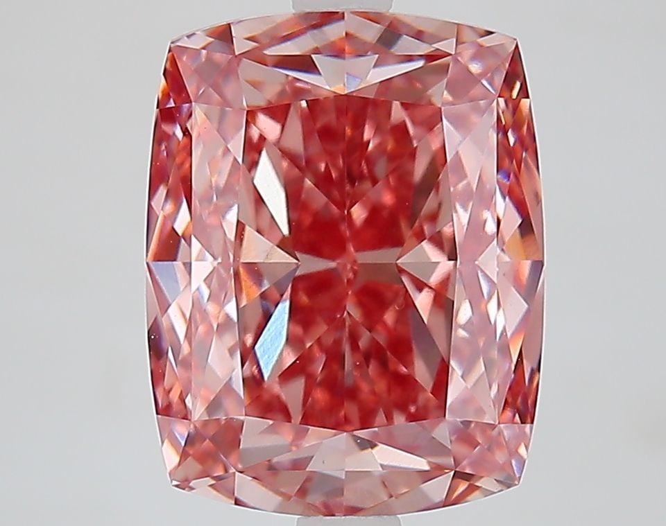 Loose Diamond - CUSHION MODIFIED 4.91ct Fancy Vivid Brownish Pink VS1