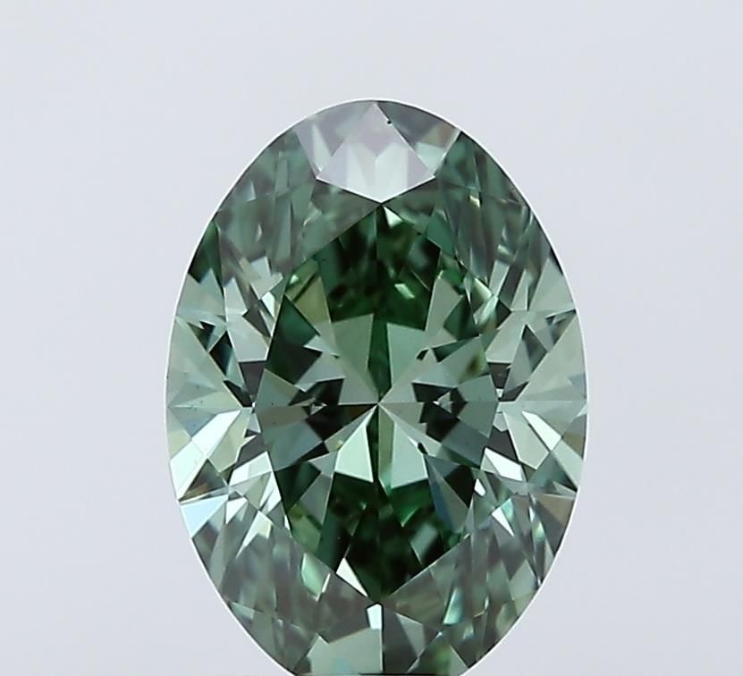 Loose Diamond - OVAL 2.02ct Fancy Vivid Green VVS2: Loose Diamond - OVAL 2.02ct Fancy Vivid Green VVS2 Source: This is a real non-mined Diamond that has been grown in a lab Shape: OVAL Carats: 2.02 Color: Fancy Vivid Green Certification: IGI Video: