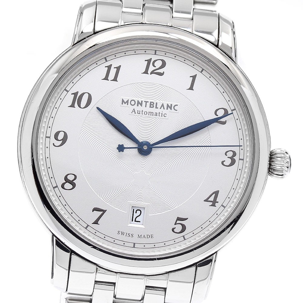 Montblanc Star Legacy 39mm Automatic Date Men's Wristwatch: Montblanc Star Legacy 39mm Automatic Date Men's Wristwatch This Montblanc Star Legacy Date Automatic men's wristwatch features a stainless steel case and band with a silver dial. The watch is powered 