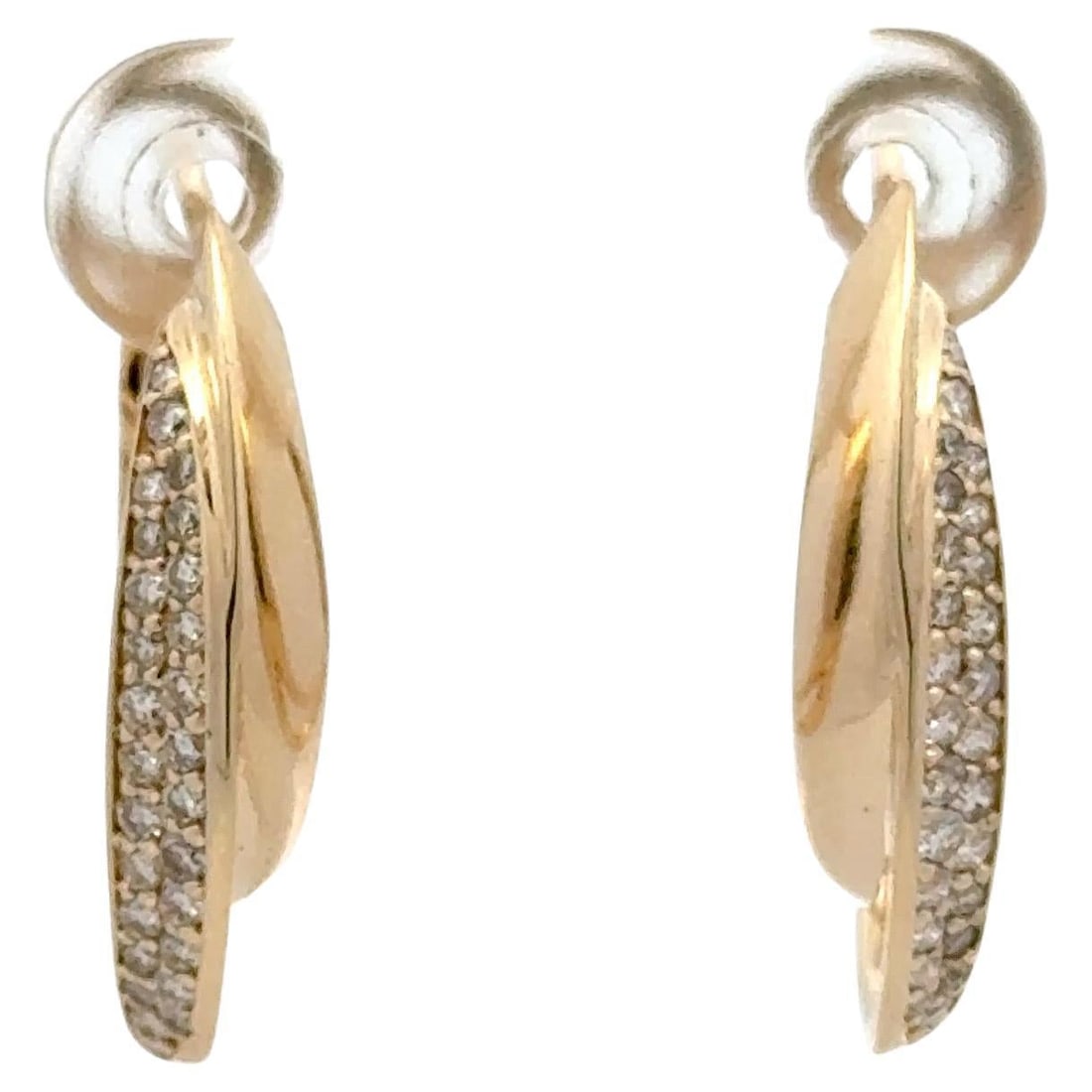 Harbor Diamonds 14K Yellow Gold Diamond Swirl Hoop Earrings 0.46ct