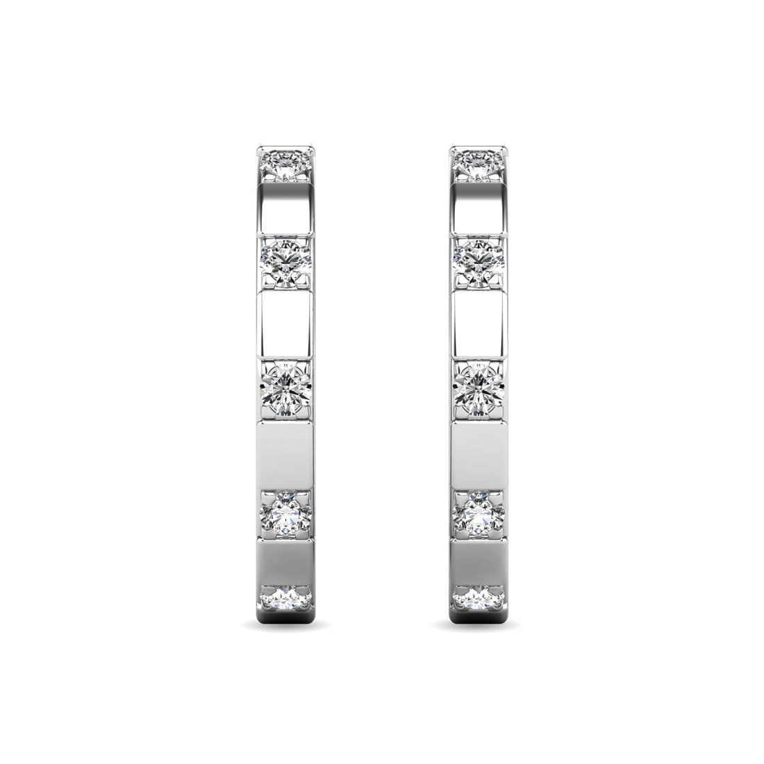 Diamond 1/10 Ct.tw Hoop Earrings in 10K White Gold