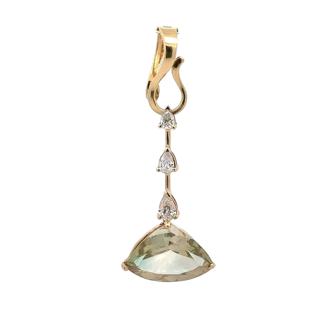 Estate 14k Yellow Gold Oregon Sunstone Diamond Dangle Pendant