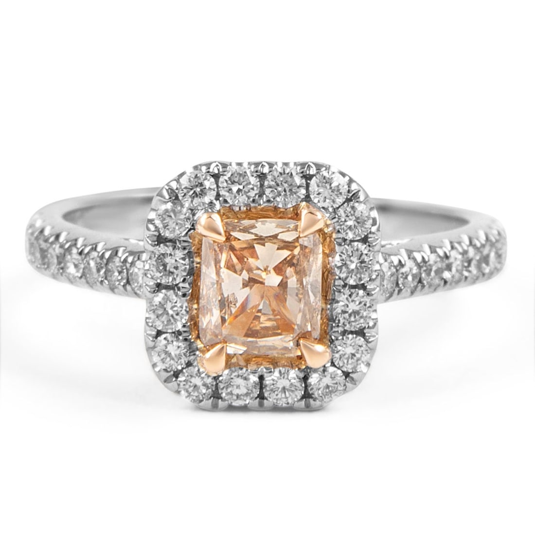 1.18ct Fancy Intense Brown Diamond Ring 18k Two-Tone Gold