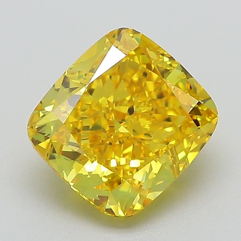 Loose Diamond - CUSHION MODIFIED 2.62ct Fancy Vivid Yellow VVS2