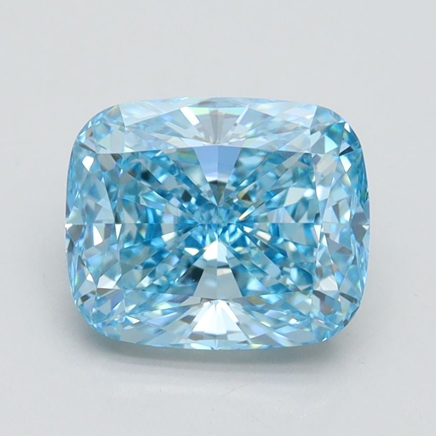 Loose Diamond - CUSHION BRILLIANT 2.07ct Fancy Vivid Blue VVS2: Loose Diamond - CUSHION BRILLIANT 2.07ct Fancy Vivid Blue VVS2 Source: This is a real non-mined Diamond that has been grown in a lab Shape: CUSHION BRILLIANT Carats: 2.07 Color: Fancy Vivid Blue Certi