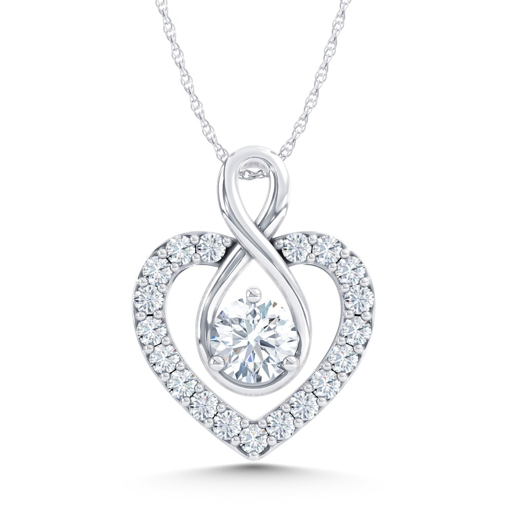 10K White Gold Lab Grown Diamond 1 Ct.Tw. Heart Pendant (Without Chain): 10K White Gold Lab Grown Diamond 1 Ct.Tw. Heart Pendant (Without Chain) Elegantly designed in polished 10K white gold, this heart pendant features lab-grown diamonds totaling 1 carat total weight, off