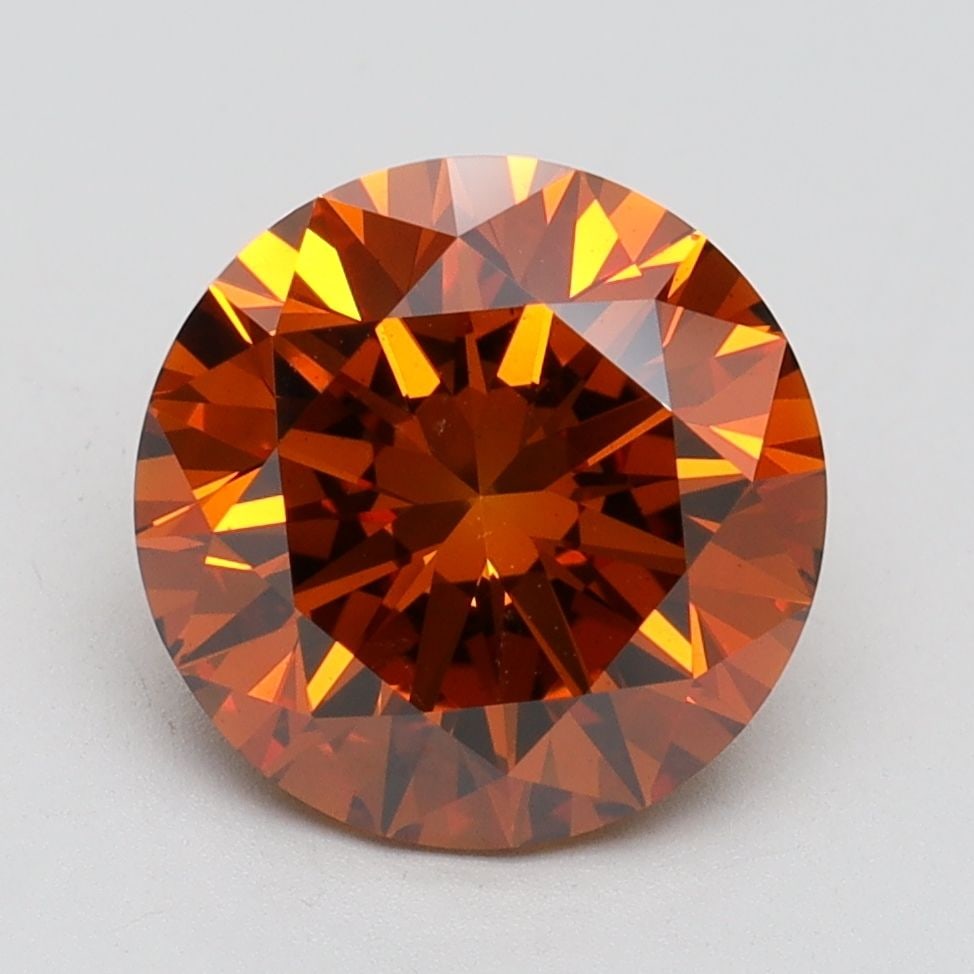 Loose Diamond - ROUND 3.16ct Fancy Vivid Orange VS2