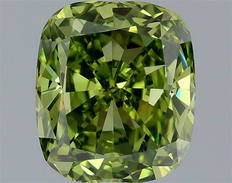 Loose Diamond - CUSHION MODIFIED 1.59ct Fancy Vivid Green VS2: Loose Diamond - CUSHION MODIFIED 1.59ct Fancy Vivid Green VS2 Source: This is a real non-mined Diamond that has been grown in a lab Shape: CUSHION MODIFIED Carats: 1.59 Color: Fancy Vivid Green Certif