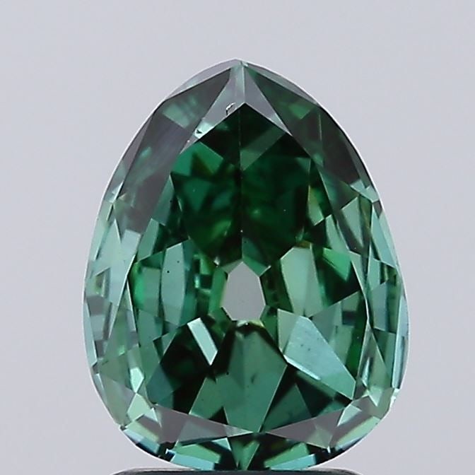 Loose Diamond - PEAR 1.36ct Fancy Vivid Green VS1: Loose Diamond - PEAR 1.36ct Fancy Vivid Green VS1 Source: This is a real non-mined Diamond that has been grown in a lab Shape: PEAR Carats: 1.36 Color: Fancy Vivid Green Certification: IGI Video: