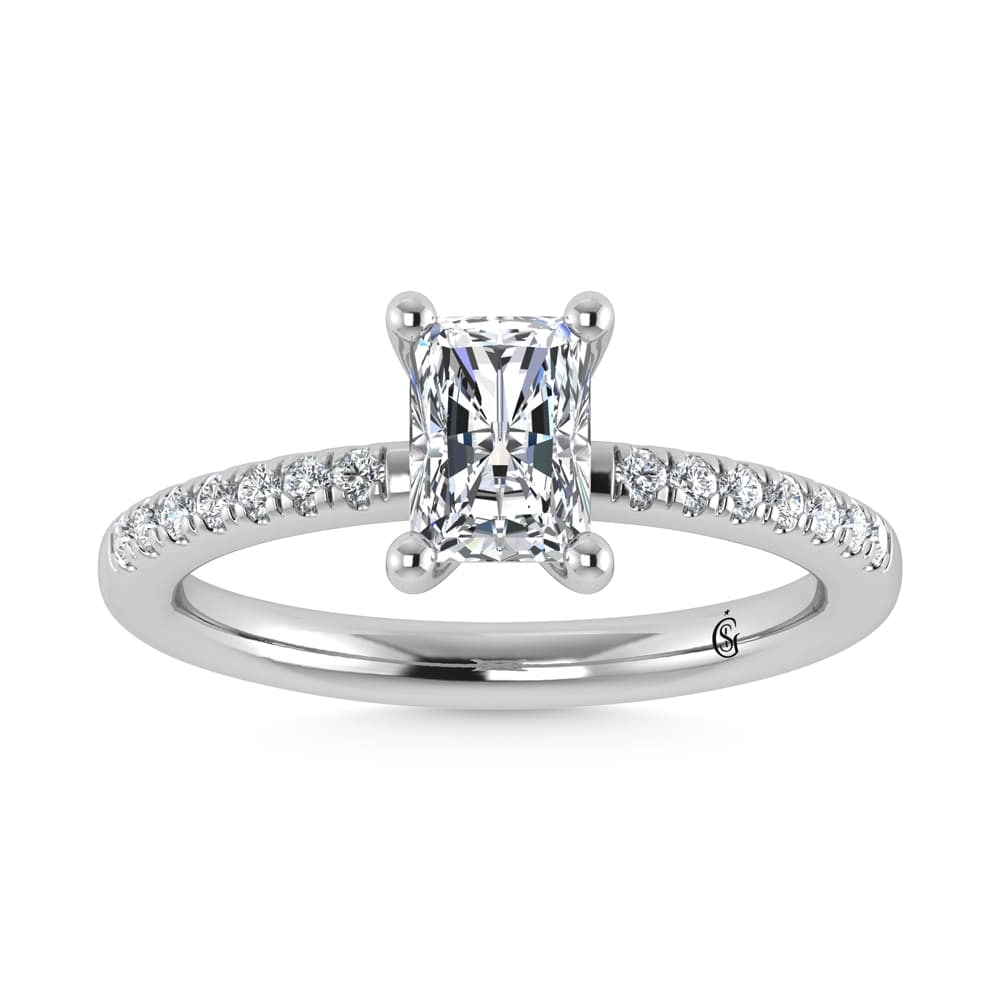 14K White Gold Lab Grown Diamond 1 7/8 Ct.Tw. IGI Certified Radiant Shape Hidden Halo Engagement