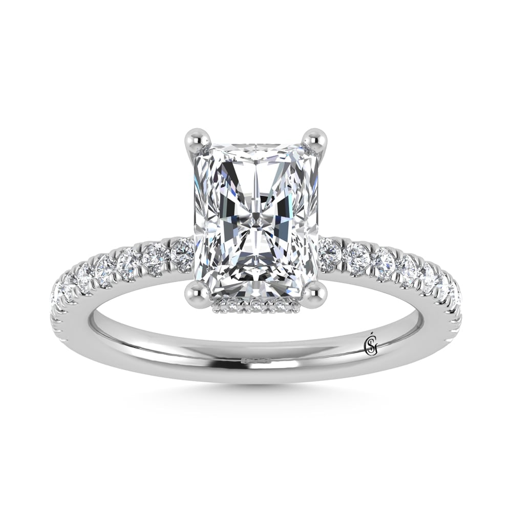 14K White Gold Lab Grown Diamond 7 5/8 Ct.Tw. Radiant Shape Halo IGI Certified Engagement Ring (IGI