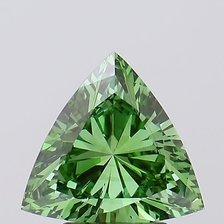Loose Diamond - TRIANGULAR 2.08ct Fancy Vivid Green VS1: Loose Diamond - TRIANGULAR 2.08ct Fancy Vivid Green VS1 Source: This is a real non-mined Diamond that has been grown in a lab Shape: TRIANGULAR Carats: 2.08 Color: Fancy Vivid Green Certification: IGI