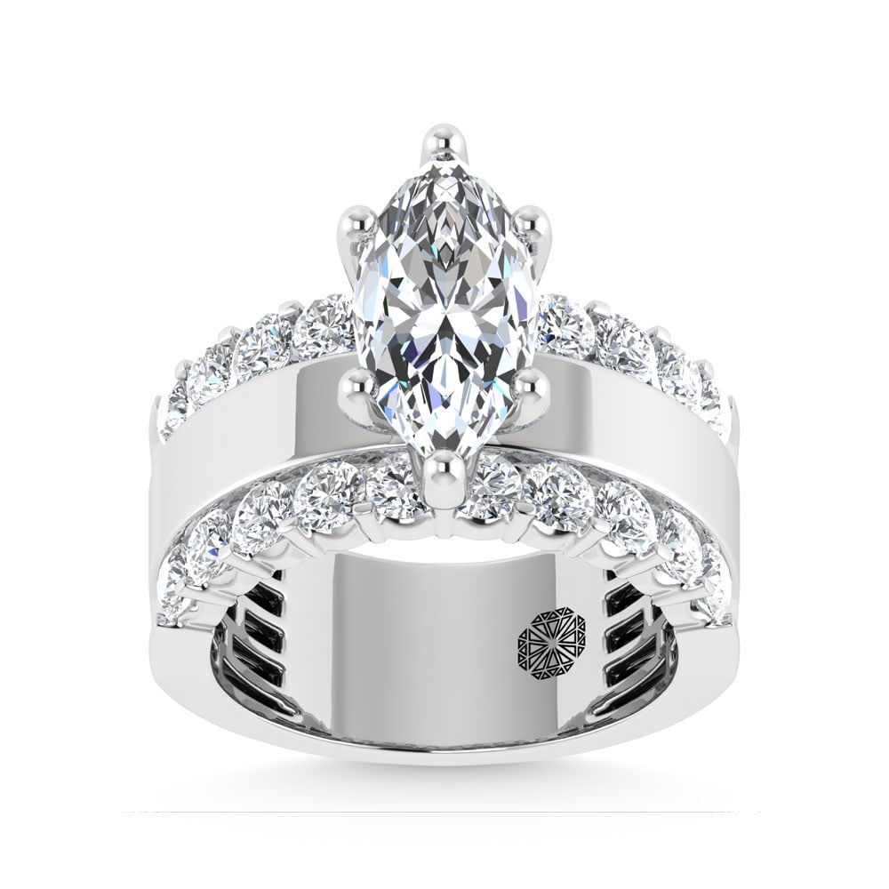 14K White Gold 3 1/2 Ct.Tw. Lab Grown Diamond Marquise Shape Engagement Ring (IGI Certified Center