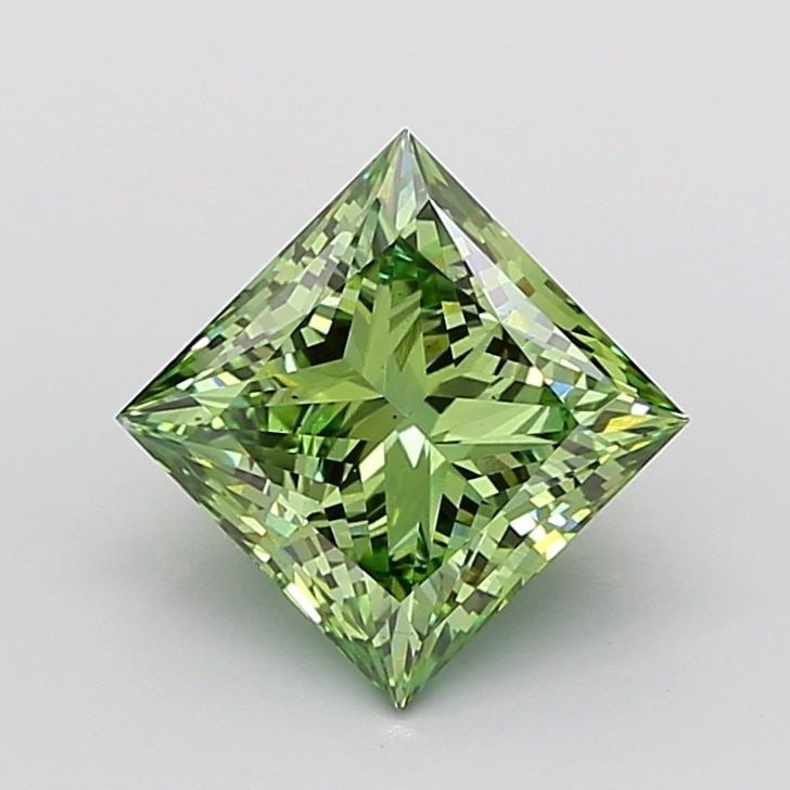 Loose Diamond - PRINCESS 4.28ct Fancy Vivid Green VS2: Loose Diamond - PRINCESS 4.28ct Fancy Vivid Green VS2 Source: This is a real non-mined Diamond that has been grown in a lab Shape: PRINCESS Carats: 4.28 Color: Fancy Vivid Green Certification: IGI Vid