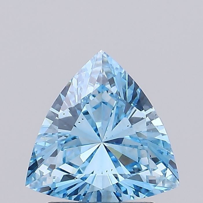 Loose Diamond - TRIANGULAR 1.46ct Fancy Vivid Blue VS2: Loose Diamond - TRIANGULAR 1.46ct Fancy Vivid Blue VS2 Source: This is a real non-mined Diamond that has been grown in a lab Shape: TRIANGULAR Carats: 1.46 Color: Fancy Vivid Blue Certification: IGI