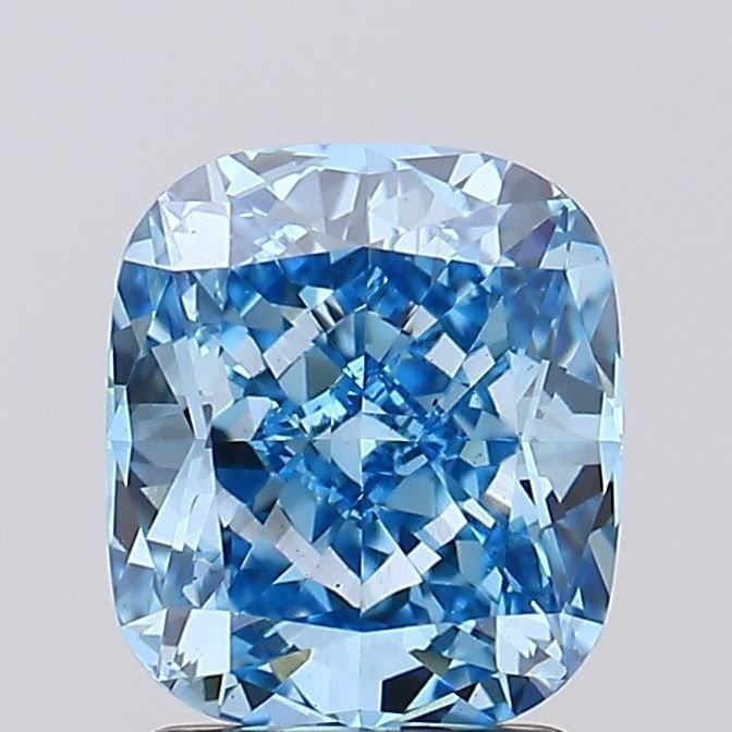 Loose Diamond - CUSHION BRILLIANT 2.22ct Fancy Vivid Blue VS2: Loose Diamond - CUSHION BRILLIANT 2.22ct Fancy Vivid Blue VS2 Source: This is a real non-mined Diamond that has been grown in a lab Shape: CUSHION BRILLIANT Carats: 2.22 Color: Fancy Vivid Blue Certif