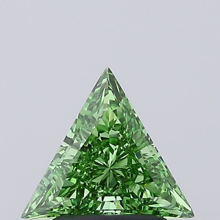 Loose Diamond - TRIANGULAR 0.95ct Fancy Vivid Green VVS2: Loose Diamond - TRIANGULAR 0.95ct Fancy Vivid Green VVS2 Source: This is a real non-mined Diamond that has been grown in a lab Shape: TRIANGULAR Carats: 0.95 Color: Fancy Vivid Green Certification: IG