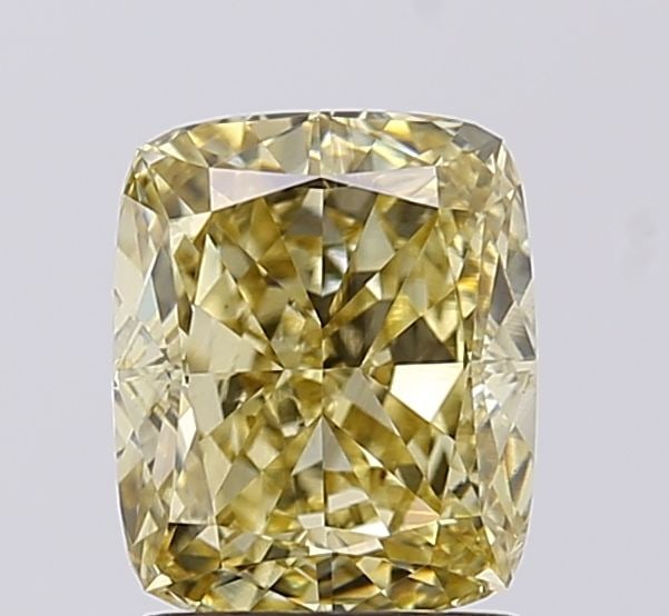 Loose Diamond - CUSHION MODIFIED 2.09ct Fancy Light Yellow VS1: Loose Diamond - CUSHION MODIFIED 2.09ct Fancy Light Yellow VS1 Source: This is a real non-mined Diamond that has been grown in a lab Shape: CUSHION MODIFIED Carats: 2.09 Color: Fancy Light Yellow Cert