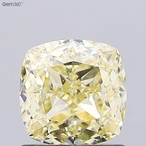 Loose Diamond - CUSHION BRILLIANT 1.06ct Fancy Light Yellow VS1: Loose Diamond - CUSHION BRILLIANT 1.06ct Fancy Light Yellow VS1 Source: This is a real non-mined Diamond that has been grown in a lab Shape: CUSHION BRILLIANT Carats: 1.06 Color: Fancy Light Yellow