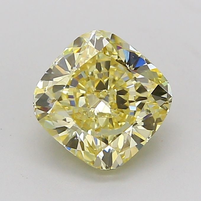 Loose Diamond - CUSHION MODIFIED 1.72ct Fancy Light Yellow VS1: Loose Diamond - CUSHION MODIFIED 1.72ct Fancy Light Yellow VS1 Source: This is a real non-mined Diamond that has been grown in a lab Shape: CUSHION MODIFIED Carats: 1.72 Color: Fancy Light Yellow Cert