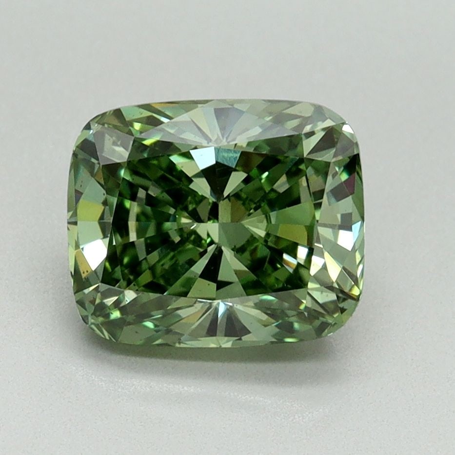 Loose Diamond - CUSHION MODIFIED 2.06ct Fancy Vivid Green VS2: Loose Diamond - CUSHION MODIFIED 2.06ct Fancy Vivid Green VS2 Source: This is a real non-mined Diamond that has been grown in a lab Shape: CUSHION MODIFIED Carats: 2.06 Color: Fancy Vivid Green Certif