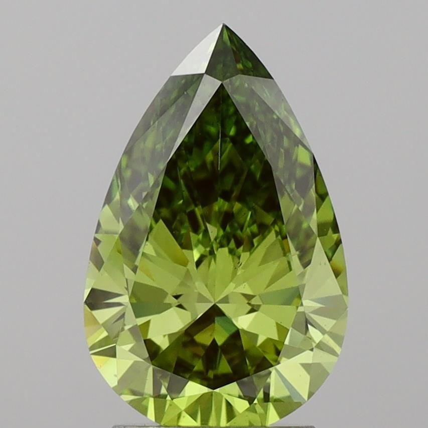 Loose Diamond - PEAR 2.51ct Fancy Vivid Green VS2: Loose Diamond - PEAR 2.51ct Fancy Vivid Green VS2 Source: This is a real non-mined Diamond that has been grown in a lab Shape: PEAR Carats: 2.51 Color: Fancy Vivid Green Certification: IGI Video: