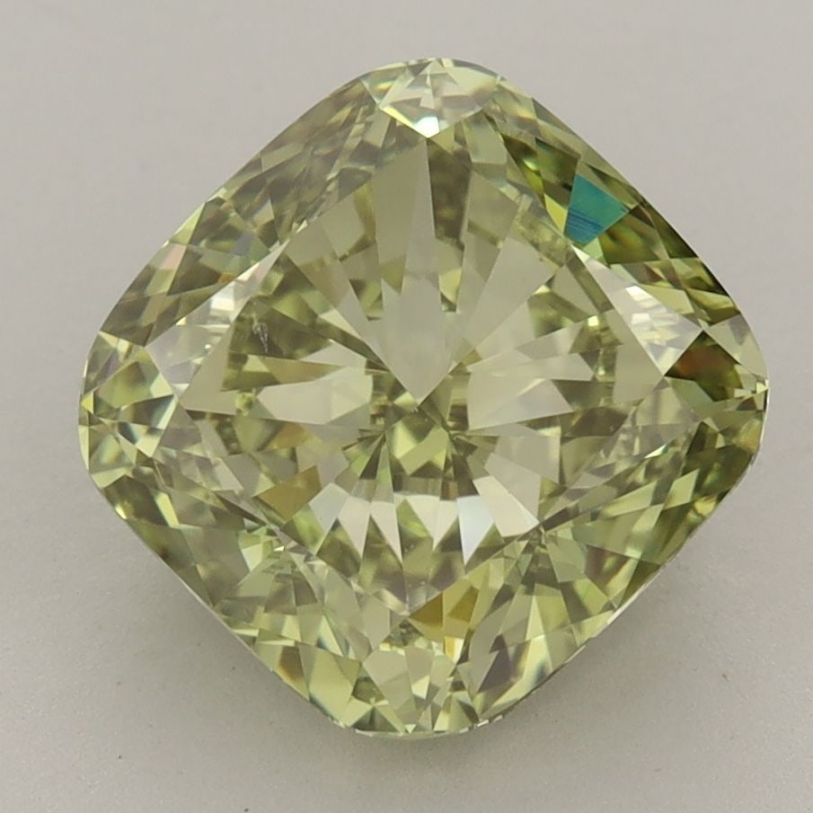Loose Diamond - CUSHION MODIFIED 4.27ct Fancy Vivid Green VS2: Loose Diamond - CUSHION MODIFIED 4.27ct Fancy Vivid Green VS2 Source: This is a real non-mined Diamond that has been grown in a lab Shape: CUSHION MODIFIED Carats: 4.27 Color: Fancy Vivid Green Certif