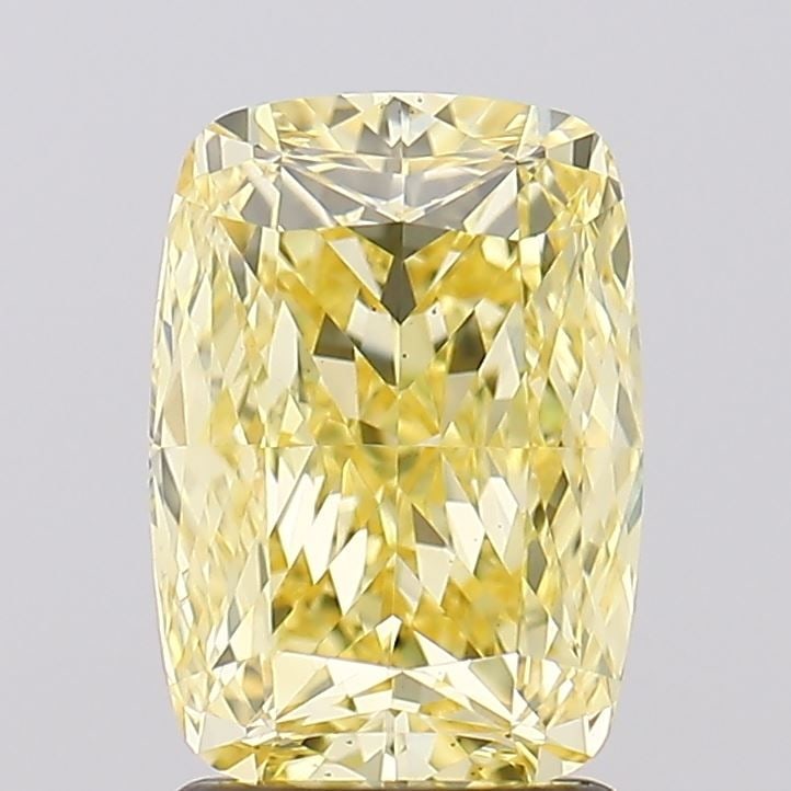 Loose Diamond - CUSHION MODIFIED 2.04ct Fancy Intense Yellow VS1: Loose Diamond - CUSHION MODIFIED 2.04ct Fancy Intense Yellow VS1 Source: This is a real non-mined Diamond that has been grown in a lab Shape: CUSHION MODIFIED Carats: 2.04 Color: Fancy Intense Yellow 