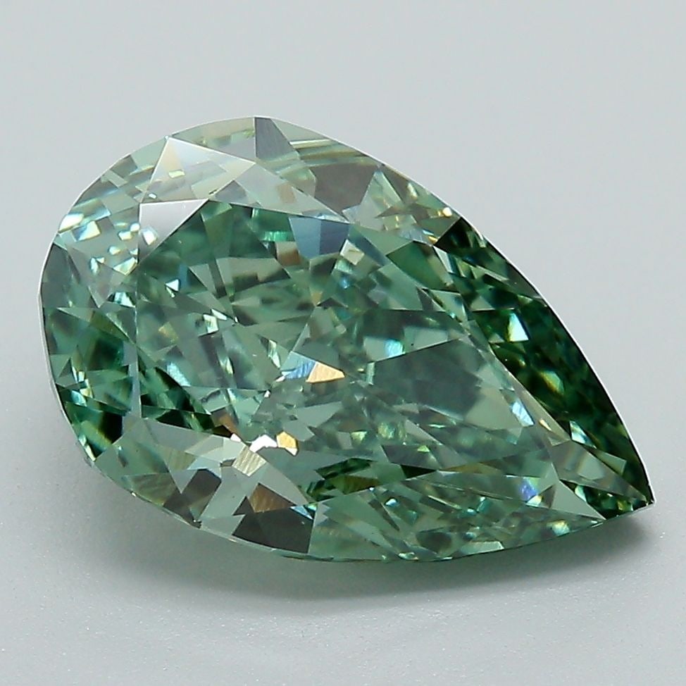 Loose Diamond - PEAR 4.04ct Fancy Vivid Green VS1: Loose Diamond - PEAR 4.04ct Fancy Vivid Green VS1 Source: This is a real non-mined Diamond that has been grown in a lab Shape: PEAR Carats: 4.04 Color: Fancy Vivid Green Certification: IGI Video: