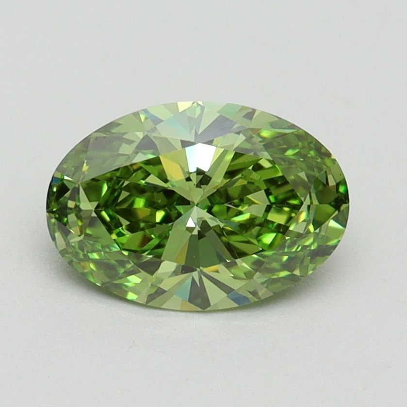 Loose Diamond - OVAL 1.09ct Fancy Vivid Green VVS2: Loose Diamond - OVAL 1.09ct Fancy Vivid Green VVS2 Source: This is a real non-mined Diamond that has been grown in a lab Shape: OVAL Carats: 1.09 Color: Fancy Vivid Green Certification: IGI Video: