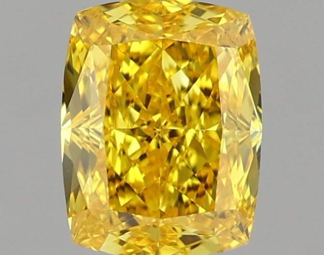 Loose Diamond - CUSHION MODIFIED 1.07ct Fancy Vivid Yellow VVS2: Loose Diamond - CUSHION MODIFIED 1.07ct Fancy Vivid Yellow VVS2 Source: This is a real non-mined Diamond that has been grown in a lab Shape: CUSHION MODIFIED Carats: 1.07 Color: Fancy Vivid Yellow Cer