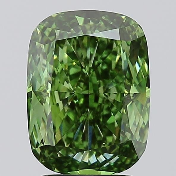 Loose Diamond - CUSHION MODIFIED 3.08ct Fancy Vivid Green VS1: Loose Diamond - CUSHION MODIFIED 3.08ct Fancy Vivid Green VS1 Source: This is a real non-mined Diamond that has been grown in a lab Shape: CUSHION MODIFIED Carats: 3.08 Color: Fancy Vivid Green Certif
