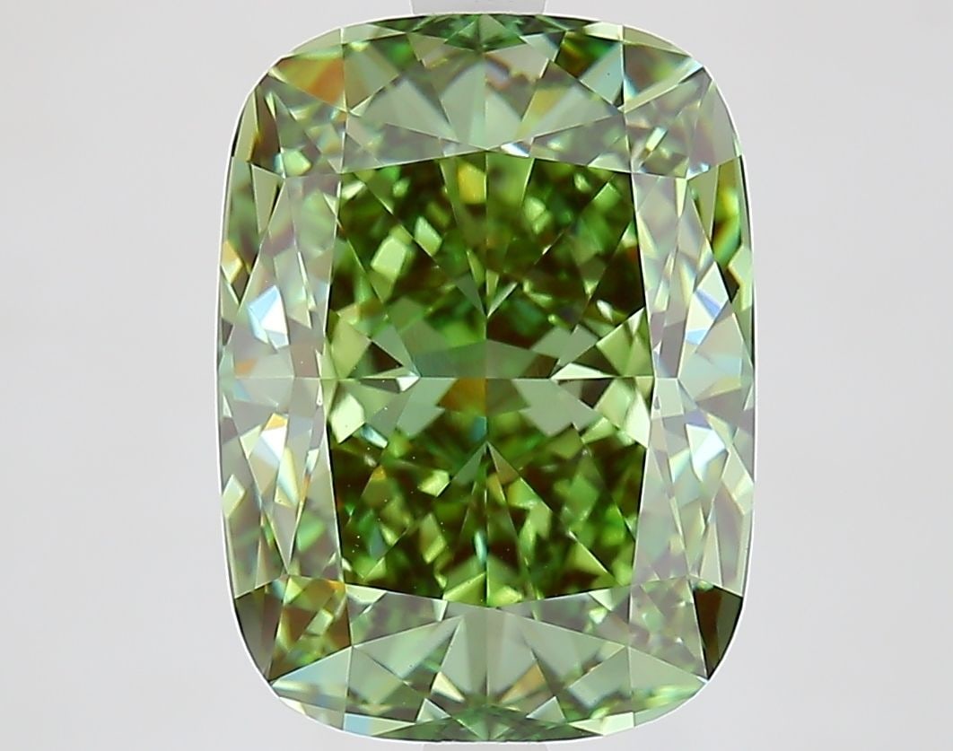 Loose Diamond - CUSHION MODIFIED 5.25ct Fancy Vivid Green VVS2: Loose Diamond - CUSHION MODIFIED 5.25ct Fancy Vivid Green VVS2 Source: This is a real non-mined Diamond that has been grown in a lab Shape: CUSHION MODIFIED Carats: 5.25 Color: Fancy Vivid Green Certi